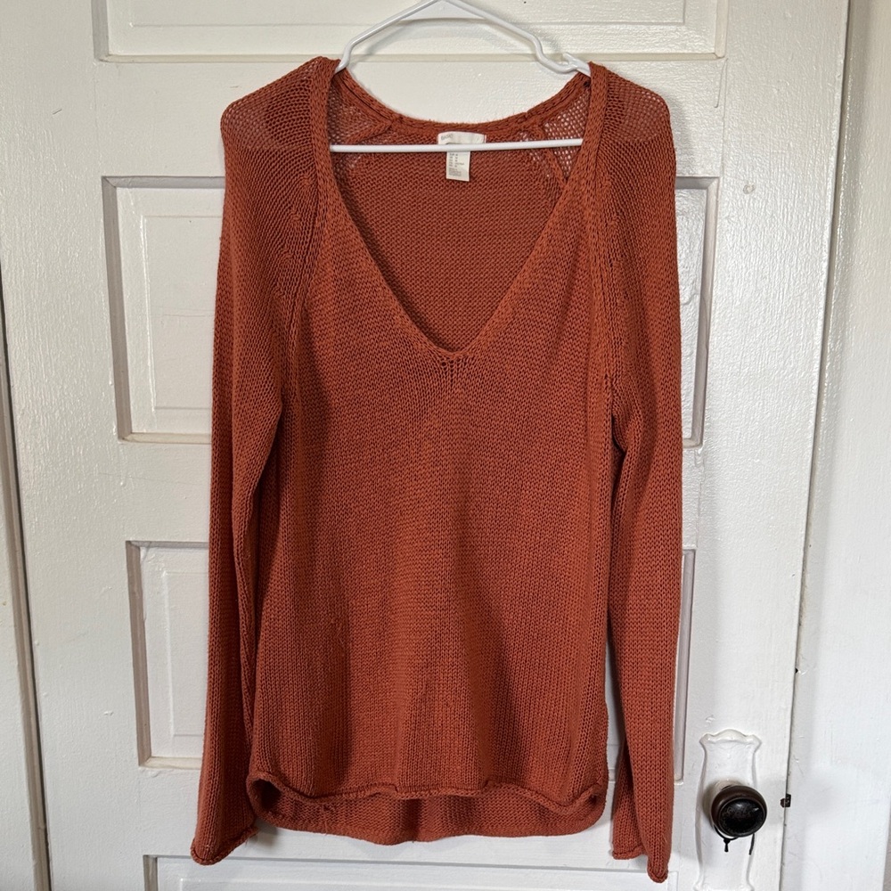 H&M Rust V-Neck Sweater